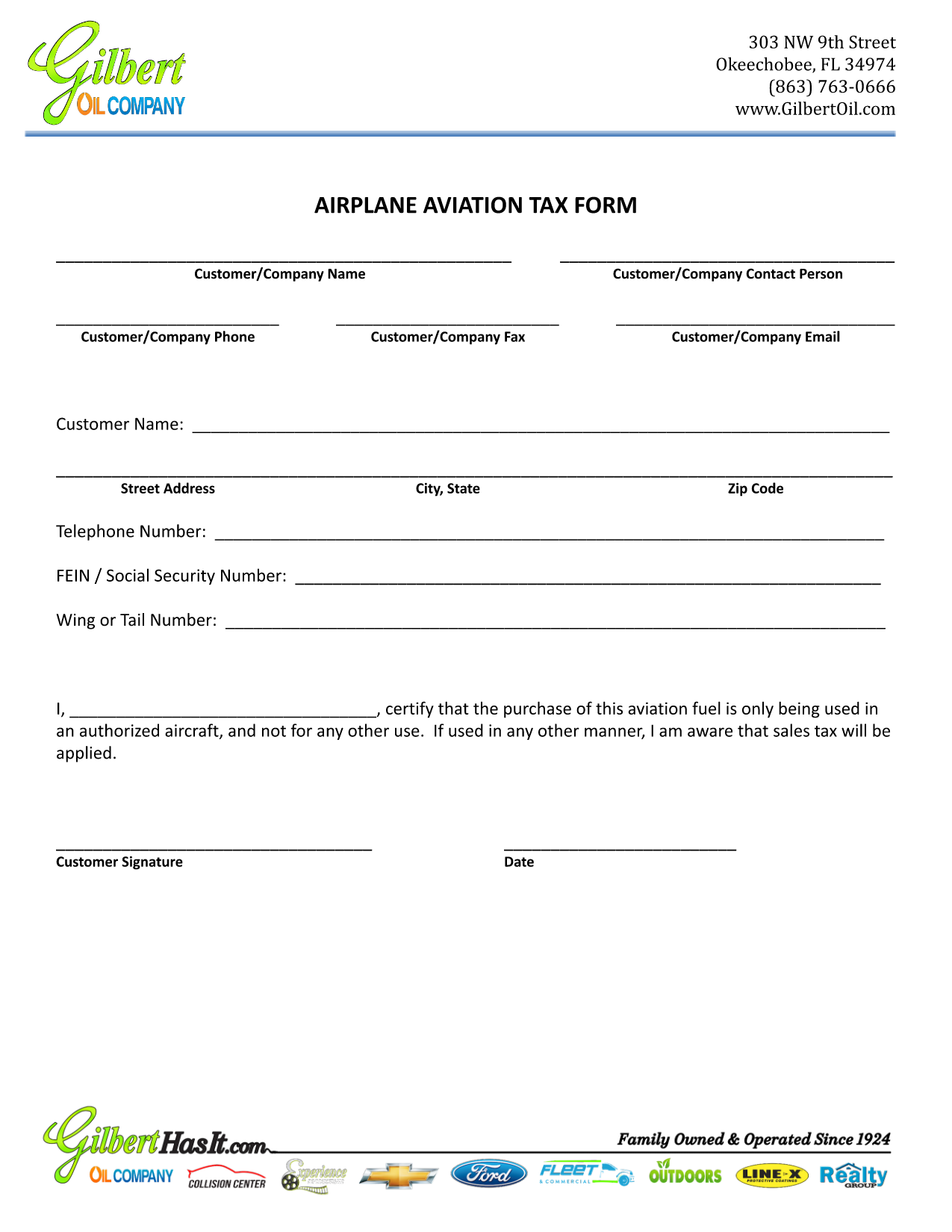Airplane Aviation Tax Form